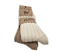 Alpaka villasukat - 2-pack Luonnonvalkoinen+Beige