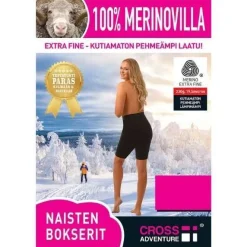 Cross Adventure naisten bokserit - Merinovilla Musta