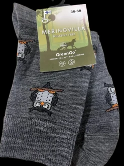 GreenGo merinovillasukat - Harmaa Pöllö 790-PÖLLÖ