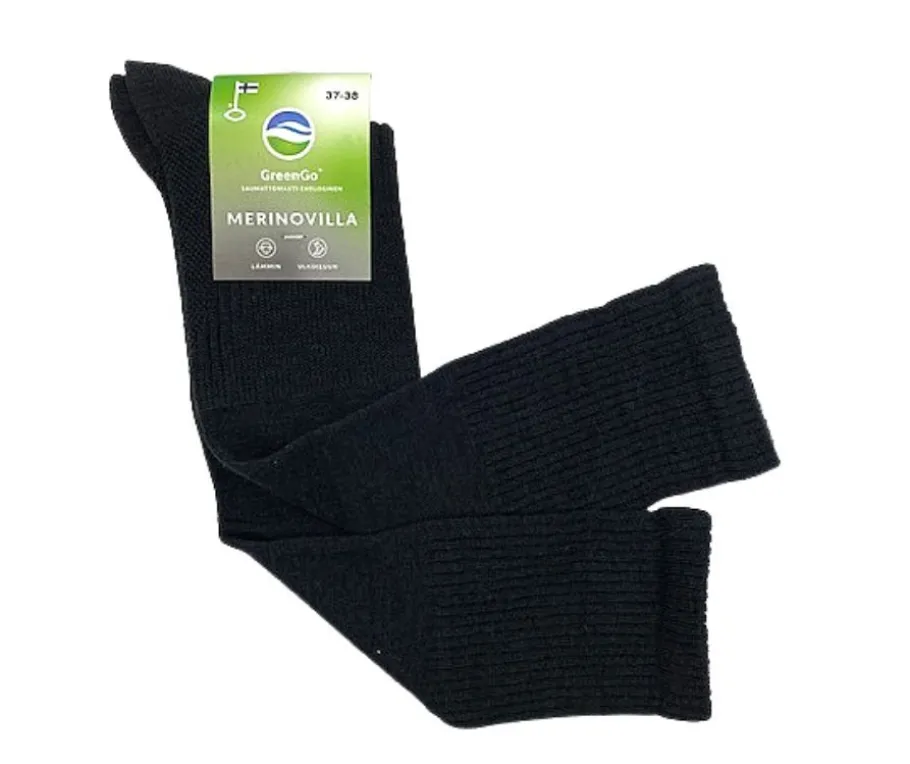 GreenGo polvisukat - Merinovilla Musta