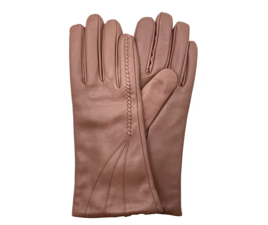 Migant nahkakäsine - Roosa, koristeommel NPG144